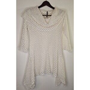 IC by CONNIE K Sheer Asymmetrical Tunic Top Women's Sz M Boho Lagenlook Casual‎